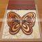 2016 Latest Square Wooden Gold Wedding Invitation Butterfly Design