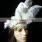 Magnificent White Feather Carnival Princess headdress