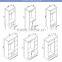 wardrobe 4 doors black color middle double mirror fashional design