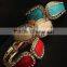 Exaggerate Cuff Bangles Gold Plated Metal Glaze Rhinestones Statement Bracelets