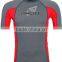 92% Polyester 8% Spandex (Lycra) Short Sleeves Grey Compression Shirt / Rash Guard with Red Side Panels