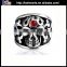 Cheap Titanium Jewelry Mens Stainless Steel Skull Ring With Ruby