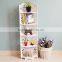 White chinese style movable wood corner shelf design
