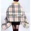 2015 Europe and United States new women's fur shawl cardigan grid cape coat