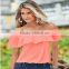 JPSKIRT1605478 Elegant Cute Girls Wide Boat Neck Pink Shirt