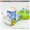 Best quality plastic friction cartoon trailer truck toy with music