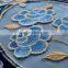 blue Chinese flower pattern embroidered sheer fabric for curtain