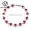 Rellecona 18k white gold plated bracelet big ruby CZ gemstone bridal jewelry