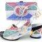 Colorful design bags mix middle heel sandals shoes and bags to match