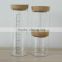 wholesale 1200ml glass storage jar with wooden lid handmade heat resistant glassware N6311