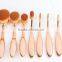 10pcs Toothbrush Make Up Brushes Kit Private Label Rose gold Foundation Powder Makeup Oval Cream Puff Brushes
