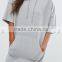 alli baba com oem Soft-touch Drawstring hood Dropped shoulders Pouch pocket Grey Sweater Dress