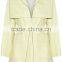Fashion Design Women Light Green Leather Trench Coat OEM Service