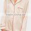 Satin Piped Buttoned Short Pyjama Set Long Sleeve Button Top With Shorts Plain Piping Pajama Set Nude
