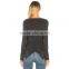Frilled wrap design chic long sleeve black peplum blouse for women