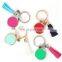 2016 New Tassel Disc Keychain For Women Enamel Metal Disc Monogram Keychain