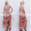 High qaulity lace trim cotton gauze maxi dress ,fashion woman cotton party dress