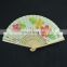 21cmL personalized bamboo folding hand held fabric fans wholesale