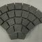 Black Grey Granite Cobble Stone Brick Fan Shape Outdoor Road Heavy Duty Mesh Backside Paving Stone Tiles