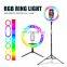 Customized Logo 3 mode selfie led camera ring flash fill light Dimmable Camera Phone Ring Lamp With Stand Tripod