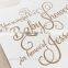 Unique Script Baby Birth Announcement , Calligraphy Letterpress Baby Announcement Invitation