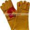 Top Quality Welder Work Protection Glove Full Cotton Lined Golden or Yellow Cow Split Leather Safety Welding Gloves