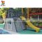 Small Backyard Wooden Playground with Plastic Slide and Climbing wall