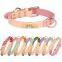 Factory supplying Contrasting calfskin leather dog collars with gold name plate personalized