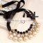 2015 Yiwu Fashion women Luxury pearl ribbon necklace jewelry