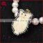 Owl's Shape Ox Bone Carved Mermaid With White Zircon Pendant Bead