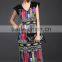 European new fashion cape sleeve V neck colorful print midi dress