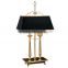 Brown unusual antique side table lamp with shade