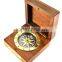 Antique Vintage Solid Brass Gift Compass With Wooden Box 13522