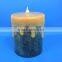 Realistic fliker flameless cream dripping shape wax led candle