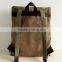 High quality army green waxed canvas school backpack , canvas laptop rucksack for girls                        
                                                Quality Choice