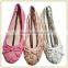 New arrival women girl shining color Floral Lace Ballerina comfirtable and soft sole casual shoes                        
                                                Quality Choice