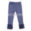 High quality denim pants wholesale stylish jeans pants for girls kids denim ruffle jeans