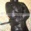Leather full body bondage strait jacket belt loops on back
