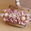 MYLOVE handmade jewelry fabric flower barrette pearls hair clip