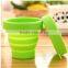 Fashion heat-resistant silicone foldable cup/ silicone collapsible custom foldable cup/portable silicone cup