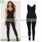 Black structured spaghetti strap form-fitting summer jumpsuit