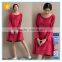 Fashion red linen ladies winter one piece dress of large size