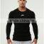 95% Cotton 5% Elastane Mens Raglan Long Sleeve Fitness T Shirt Heather Grey Tapered Workout T-Shirt Black Gym Fitted Muscle Tee