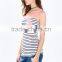 Hot Selling Sleeveless Strips Kinited Pocket Front Clip Back Lady Blouse