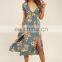 long dress chiffon new style Midi dress side slits floral print summer dress