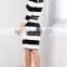New Arrival Black Stripe Long Sleeve Woman Crop Top and Skirt Set