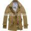 Men's elegant stylish trench coat with belt double-breasted cotton black coat