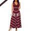 Latest V Neck Sleeveless Printed Maxi Dresses Women Elegant