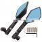 cafe racer Universal Motorcycle Rearview Side Mirror 8mm 10mm Blue glass Anti-vertigo Mount Tool Bolts