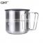 Best sale single layer portable 420ml stainless steel coffee mug with foldable handle